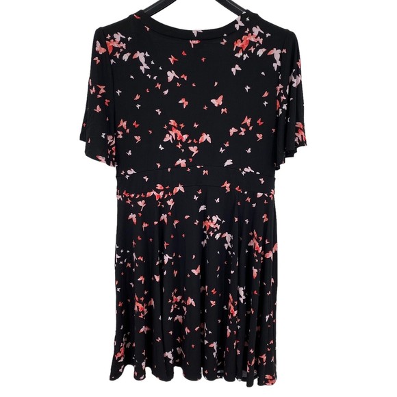 Torrid Size 2X Dress Black Butterfly Print V-Neck Flutter Fit Flare Above Knee - Picture 3 of 9
